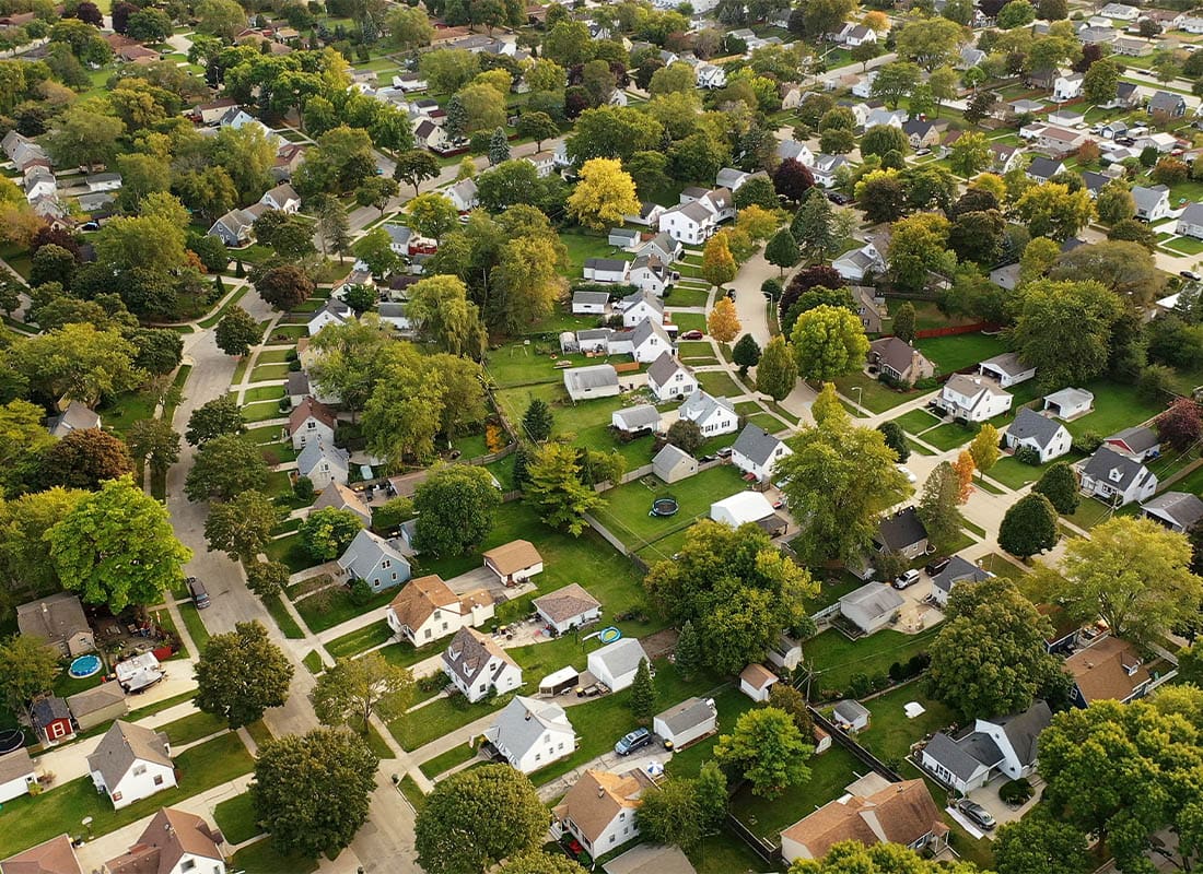Mentor, OH - View of American Suburban Neighborhood. Establishing Shot of America's Suburb